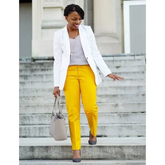 Zara mustard yellow straight leg trouser pant - Picture 10 of 11